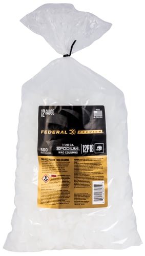 Federal 12P18 Podium Wad Premium 12 Gauge 1 1/8 oz White Plastic 500/ 10