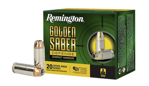 Remington Ammunition R21370 Golden Saber Defense 10mm Auto 180 gr Brass Jacket Hollow Point 20 Per Box/ 25 Case