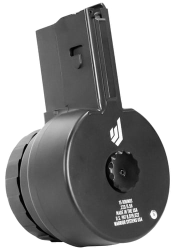 Aim Sports W15AB15 Warrior Systems  15rd 5.56x45mm NATO Drum For AR-15 Black Cerakote