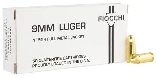 Fiocchi 9FMJ115 White Box  9mm Luger 115 gr Full Metal Jacket (FMJ) 50 Per Box/20 Cs