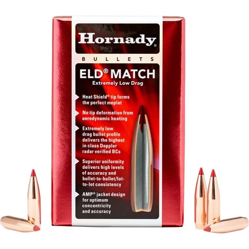Hornady 2561 ELD Match  25 Cal .257 134 gr Extremely Low Drag Match 100 Per Box/ 15 Case