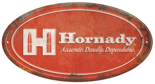 Hornady 99144 Oval Sign Rustic Red White Aluminum 12