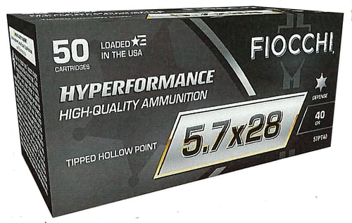 Fiocchi Hyperformance Defense Handgun Ammunition 5.7x28mm 40gr PT 1750 fps 50/ct