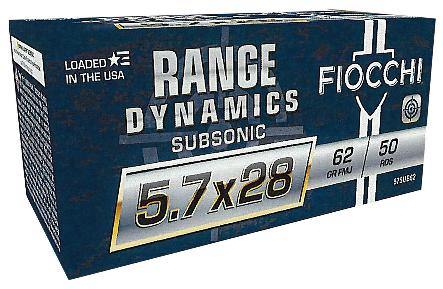 Fiocchi 57SUB62 Range Dynamics Subsonic 5.7x28mm 62 gr Full Metal Jacket 50 Per Box/ 10 Case