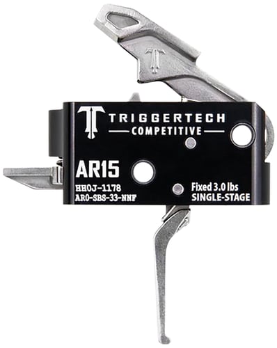 TriggerTech AR0SBS33NNF Competitive  Stainless Flat Single-Stage 3 lbs Fixed for AR-15