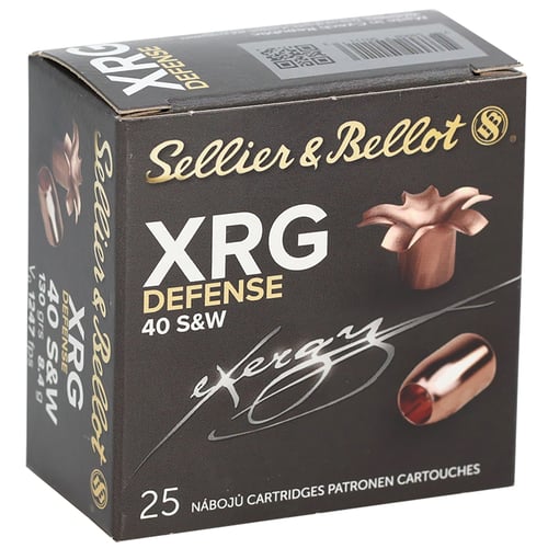 Sellier & Bellot SB40XA XRG Defense 40 S&W 130 gr Solid Copper Hollow Point 25 Per Box/ 40 Case