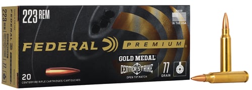 Federal GM223OTM3 Premium Gold Medal 223 Rem 77 gr Open Tip Match 20 Per Box/ 10 Case