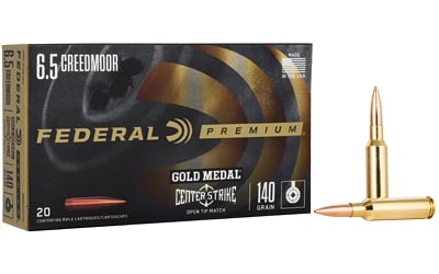 Federal GM65CRDOTM1 Gold Medal Premium 6.5 Creedmoor 140 gr Open Tip Match 20 Per Box/ 10 Case