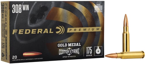 Federal GM308OTM2 Premium Gold Medal 308 Win 175 gr Open Tip Match 20 Per Box/ 10 Case