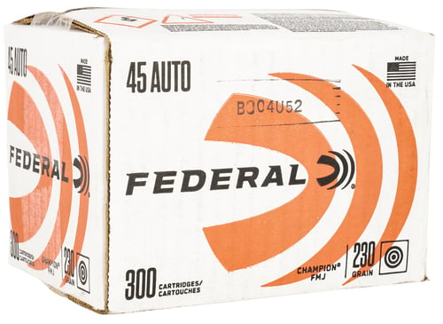 Federal C45230A300 Champion Training  45 ACP 230 gr Full Metal Jacket 300 Per Box/ 1 Case