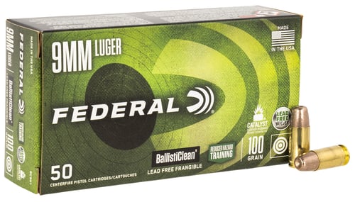 Federal BC9H1 BallistiClean Reduced Hazard Training 9mm Luger 100 gr Lead Free Frangible 50 Per Box/ 20 Case