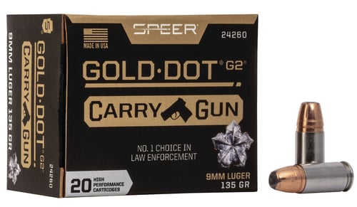 Speer 59GDC1 Gold Dot  9mm Luger 135 gr Hollow Point 50 Per Box/ 20 Case