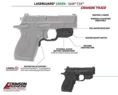 LASERGUARD S&W CSX GREEN | POLYMER | FRONT ACTIVATION