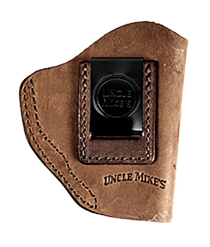 Uncle Mikes-leather(1791) UMIWB2BRWA Inside the Waistband  IWB Size 02 Brown Leather Belt Clip Fits Small Frame Revolver Right Hand