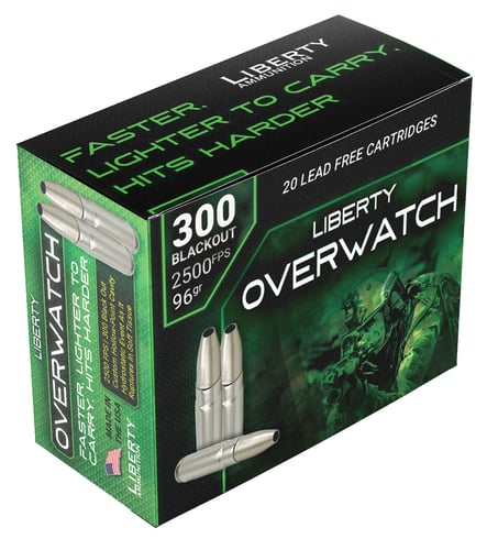 Liberty Overwatch Rifle Ammunition .300 Blackout 96gr HP 2500 fps 20/ct
