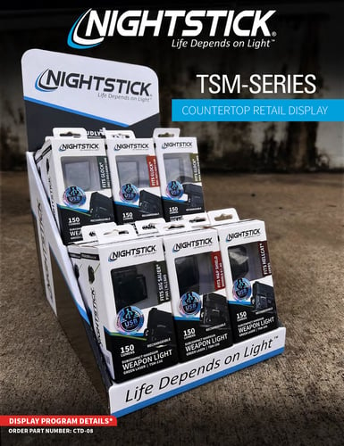 Nightstick CTD08 Counter Display  12 TSM Weapon Light w/Green Laser