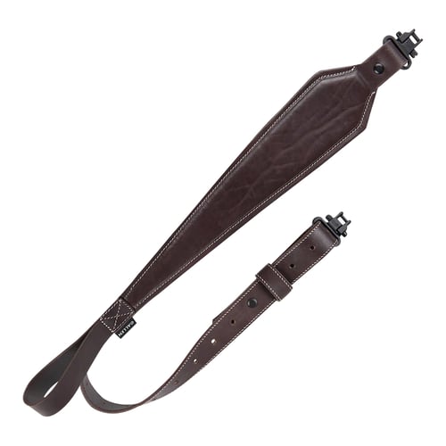 Heritage Cases 8511 Plain Dark Leather  Rifle Sling w/Heavy Duty Swivels, Dark Mahogany Leather, Adjustable Length 28