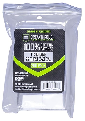 Breakthrough Clean BTCPS1200 Square Patches .22-243 Cal 200 pieces