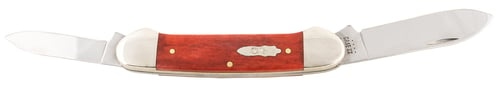 Case 11326 Canoe  Folding Spear/Pen Plain Mirror Polished Tru-Sharp SS Blade/Smooth Red Bone Handle