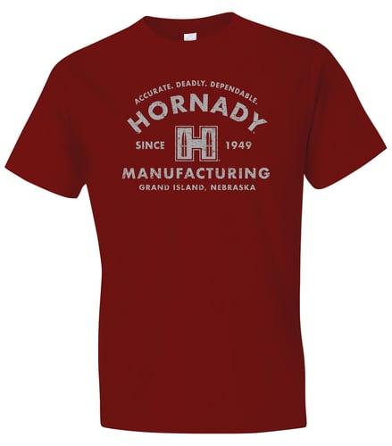 Hornady Gear 31423 Manufacturing MFG Cardinal, Cotton/Polyester/Rayon, Short Sleeve Semi-Fitted, Large