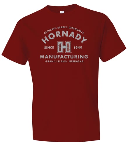 Hornady Gear 31425 Manufacturing MFG Cardinal, Cotton/Polyester/Rayon, Short Sleeve Semi-Fitted, 2XL