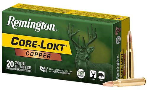 Remington Ammunition R27853 Core-Lokt Copper 30-06 Springfield 150 gr Copper Hollow Point 20 Per Box/ 10 Case