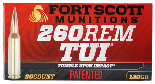 Fort Scott Munitions 260130SCV2 Tumble Upon Impact (TUI)  260 Rem 130 gr Solid Copper Spun 20 Per Box/ 25 Case