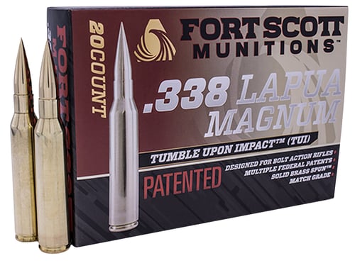 FORT SCOTT 338 LAPUA MAG 250GR TUI SOLID COPPER 20RD 5BX/CS