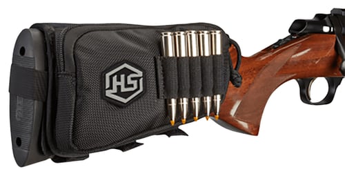 Hunters Specialties 01620 Buttstock Shell Holder  W/Pouch Holds 5 Cartridges Black Polyester