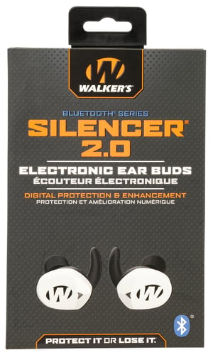Walkers GWPSLCR2BTWHT Silencer BT 2.0 Electronic Ear Buds Sports South Exclusive White Polymer