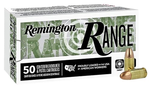 Remington Ammunition R27780 Range  9mm Luger 124 gr Full Metal Jacket 50 Per Box/ 20 Case