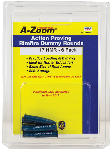 A-Zoom 12202 Rimfire Action Proving Dummy Rounds 17 HMR Aluminum 6 Pack