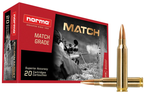 Norma Ammunition 10157692 Dedicated Precision Golden Target Match 223 Rem 69 gr Boat Tail Hollow Point 20 Per Box/ 10 Case