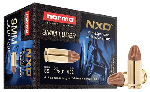 Norma Ammunition 611140020 Self Defense NXD 9mm Luger 65 gr Injection Molded Copper Projectile 20 Per Box/ 10 Case