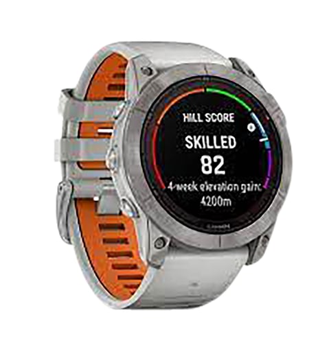 Garmin 0100277814 Fenix 7X Pro Sapphire Solar Edition GPS/Smart Features 32GB Memory, Gray/Orange, Band Size 51mm, Compatible w/ iPhone/Android