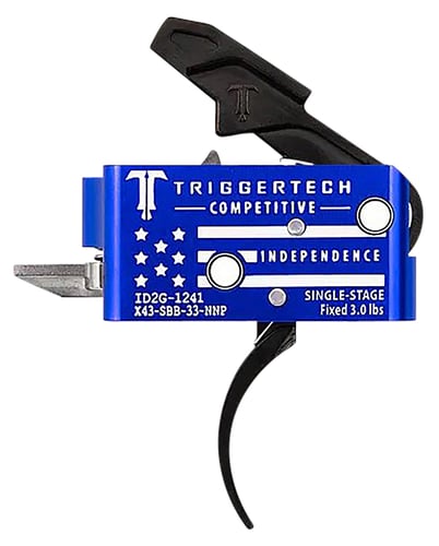 TriggerTech X43SBB33NNC Competitive Independence Pro Curved Two-Stage Trigger, Blue & White Engraved Flag Housing, Fits AR-15