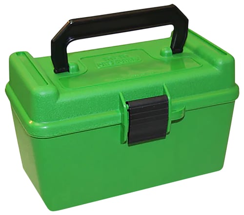 MTM Case-Gard H50RMAG10 Deluxe Ammo Box  for 7mm Rem/Mag 300 Win Mag Green Polypropylene 50rd