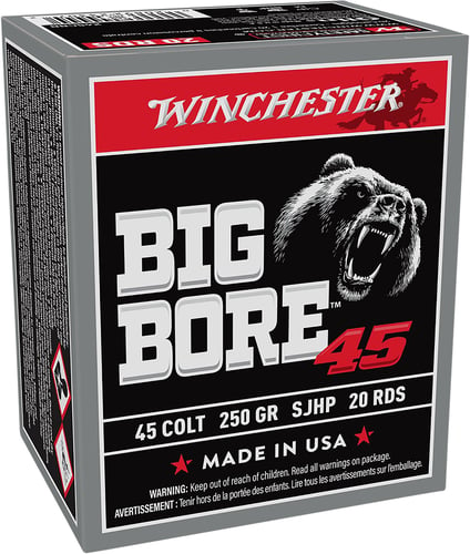 Winchester Ammo X45CBB Big Bore  45 Colt 250 gr Semi Jacketed Hollow Point 20 Per Box/ 10 Case