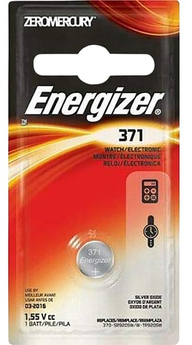 Energizer 46370075 371 Battery  Silver Oxide 1.55 Volt, 34 mAh Qty (72) Single Pack