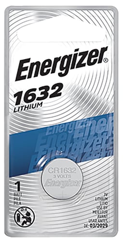 Energizer ECR1632 1632 Battery  Silver Lithium Coin 3.0 Volt, 130 mAh Qty (72) Single Pack