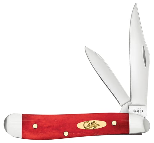 Case 10763 Dark Red Bone Peanut Folding Clip Point/Pen Plain Mirror Polished Tru-Sharp SS Blade/Smooth Dark Red/Pinched Bolsters Bone/SS Handle