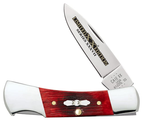 Case 12211 Limited Edition XXXVII Lockback Folding Locking Drop Point Plain Mirror Polished w/Engraving Tru-Sharp SS Blade/ Old Red Barnboard Jig/SS Stag Bone/Nickle Handle