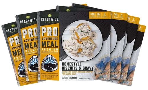 ReadyWise RW05190 Outdoor Food Kit Homestyle Biscuits & Gravy 2 Servings Per Pouch, 6 Per Case