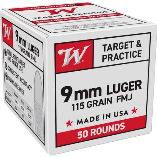 WINCHESTER USA 9MM LUGER 115GR FMJ 50RD 20BX/CS