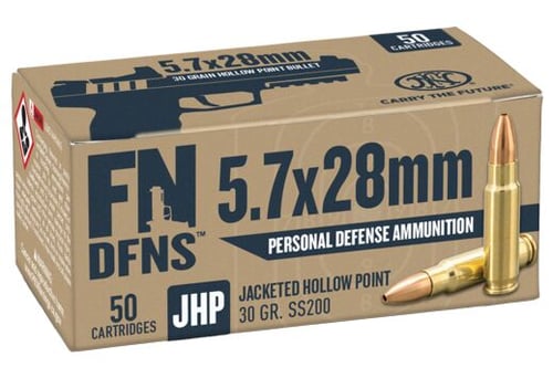 FN 10700030 DFNS  5.7x28mm 30 gr Jacket Hollow Point 50 Per Box/ 10 Case