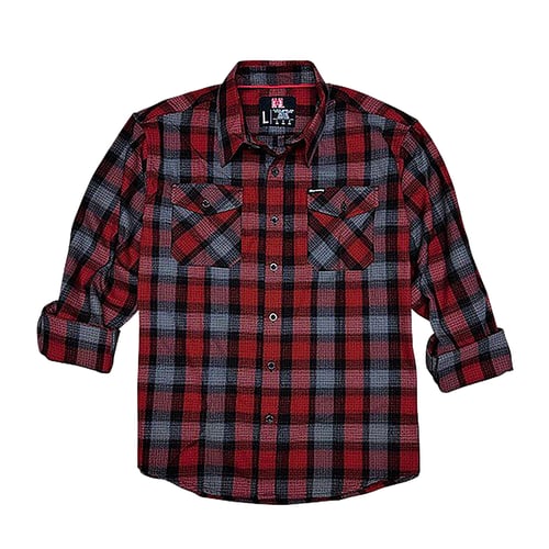 Hornady Gear 32193 Flannel Shirt  Large Red/Black/Gray,  Cotton/Polyester, Relaxed Fit Button Up