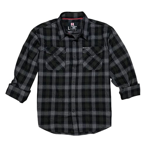 Hornady Gear 32214 Flannel Shirt  XL Olive/Black/Gray,  Cotton/Polyester, Relaxed Fit Button Up