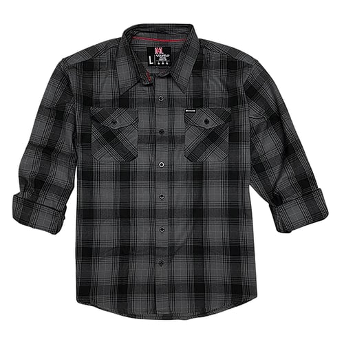 Hornady Gear 32225 Flannel Shirt  2XL Gray/Black,  Cotton/Polyester, Relaxed Fit Button Up