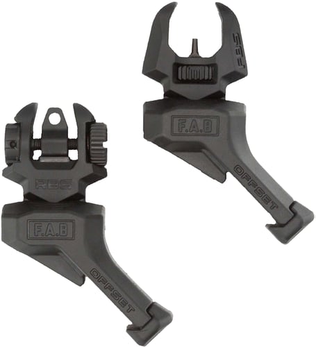 FRONT/REAR OFFSET FLIP-UP SIGHTS RH BLKFRBS Offset Kit Black - Right Hand - Front and rear sights - Offset flip-up sights