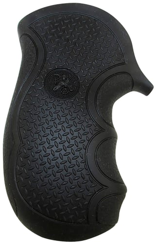 Pachmayr 02483 Diamond Pro Grip Diamond Checkering Black Rubber with Finger Grooves for Ruger SP101